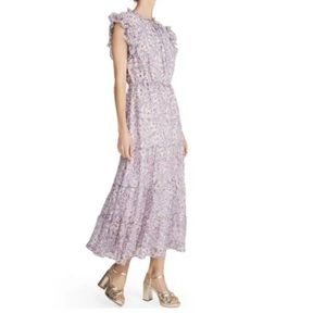 NWT BB Dakota Steve Madden White Floral Print Ditsy Ruffle Tiered Dress L